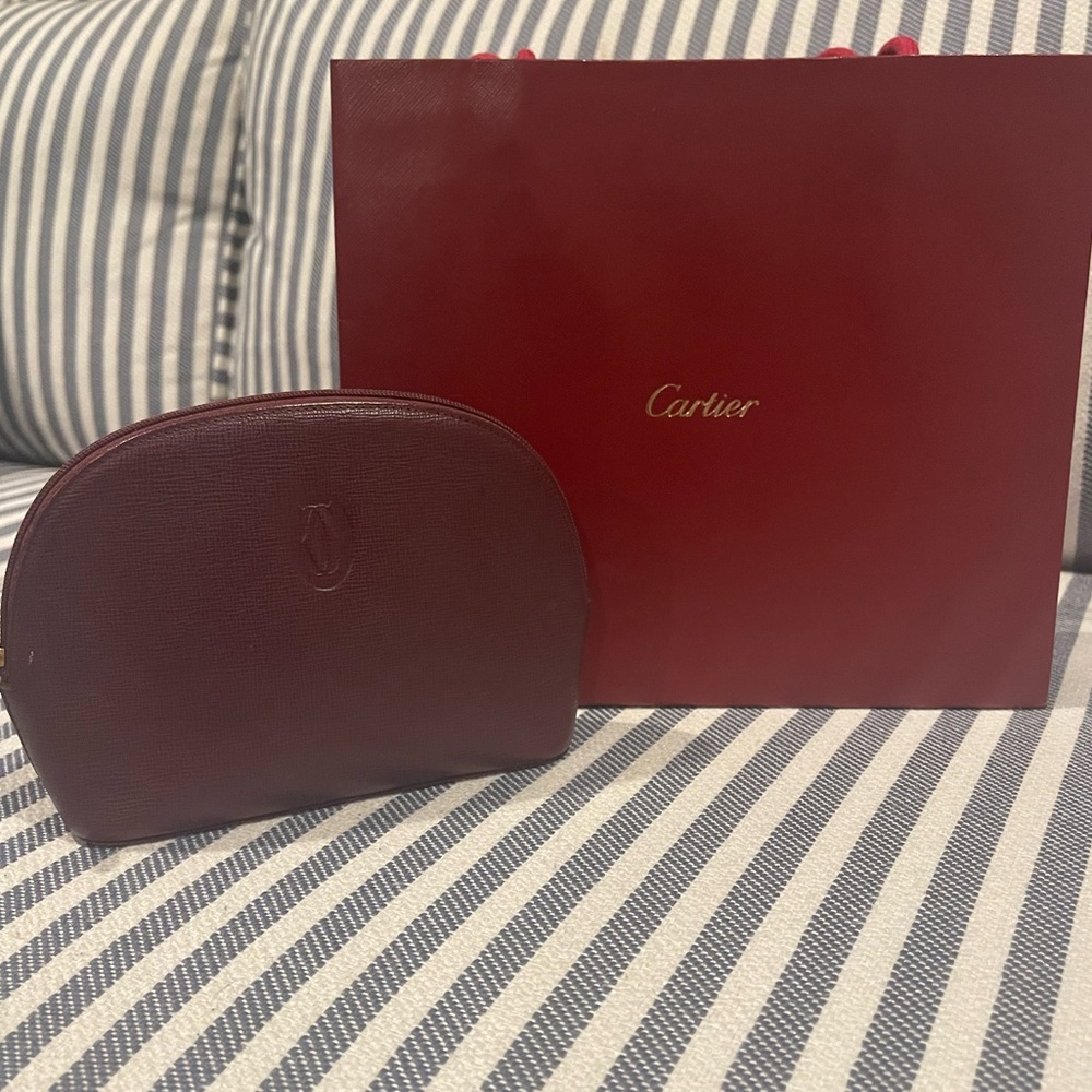 CARTIER Leather Cosmetic Bag with Cartier Red Bag. ❤️🌹❤️🌹❤️🌹
